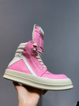 r1ck 0wens geobasket high-top leather pink sneakers