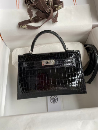h**mes mini kelly 19 19×6×12cm real alligator leather with the alligator stamp (cusT0mized, no exchange no return, about 20 days)