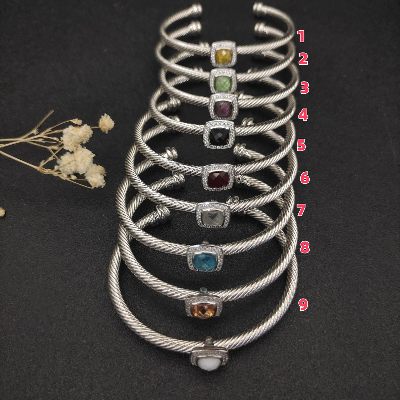 dau1d Yvrm*n 4mm square di*m*nd bracelet (wrist circumference 15-20cm)