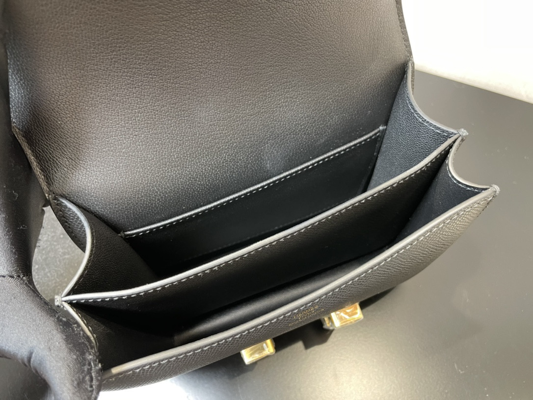 H**mes constance 19 epsom gold hardware 7.25"  x 6.25"  x 2.25"