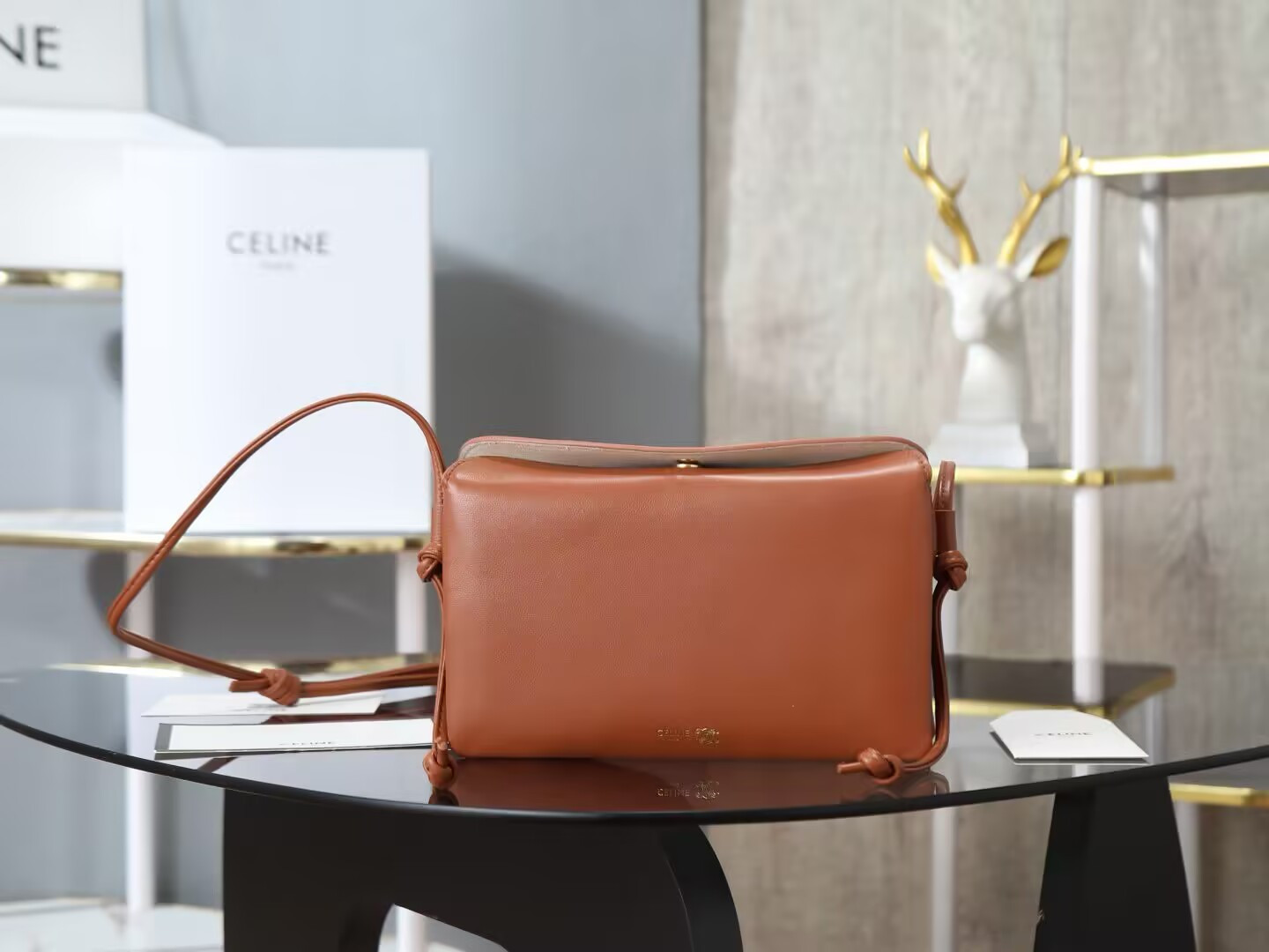 Ce**e trio flap in smooth lambskin 22.5x13x3.5cm