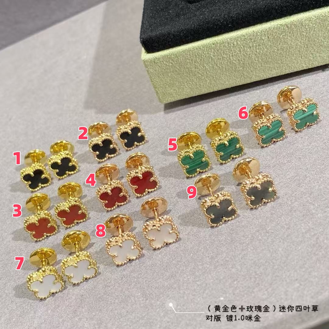 v*n cl*f & arpels preM1vm fritillaria four-leaf clover earrings 1cm