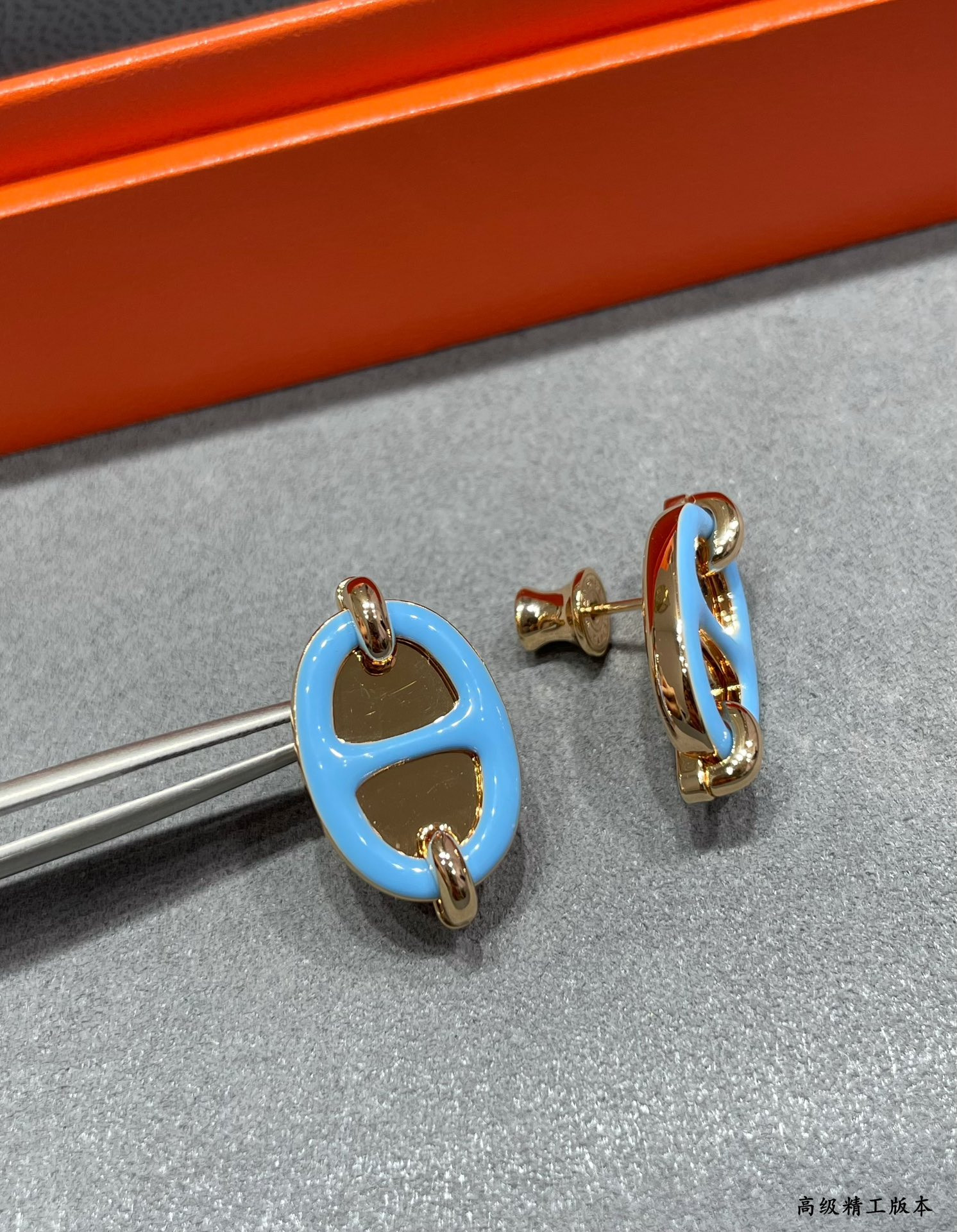 H**mes mini maillon earrings
