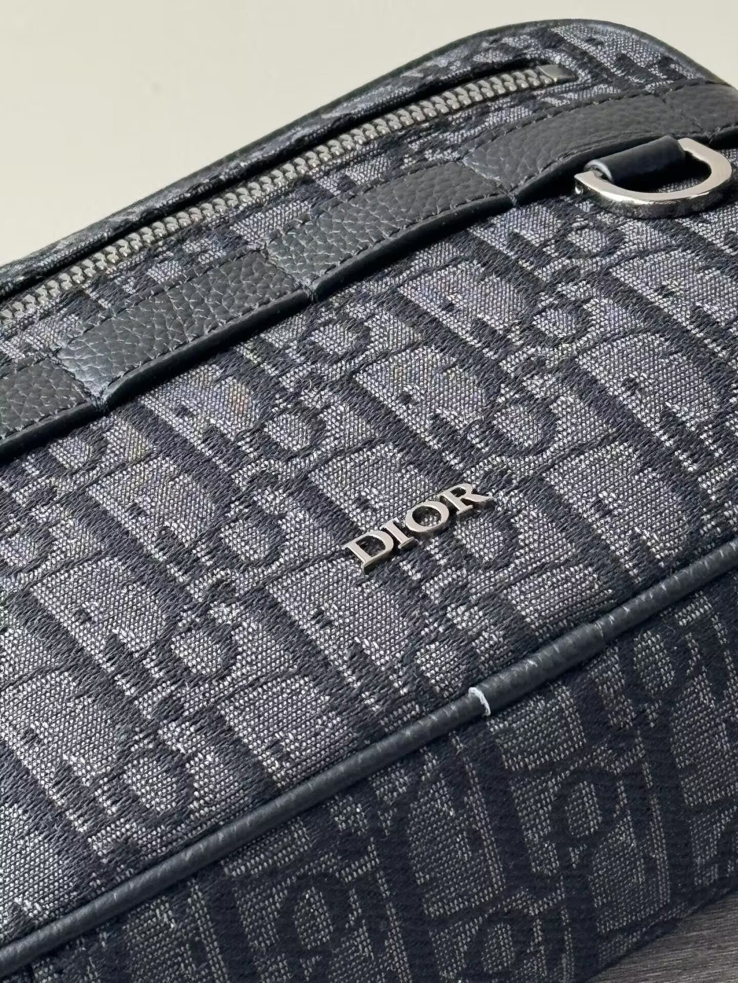 D*or safari bag with strap black D*or oblique jacquard 22x15x6cm