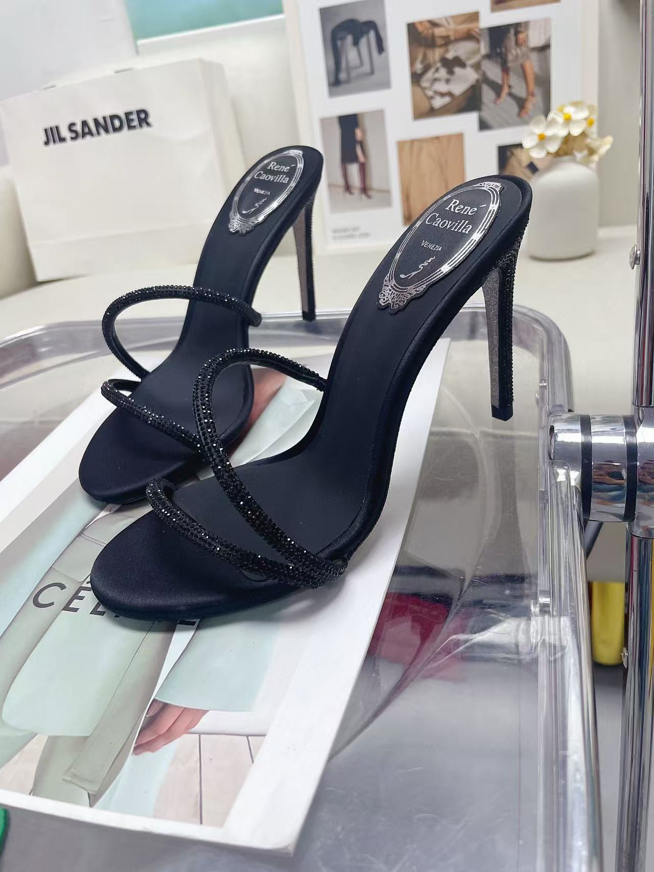 ua rené Ca0v1LLa open-toe crystal-embellished sandals 95mm