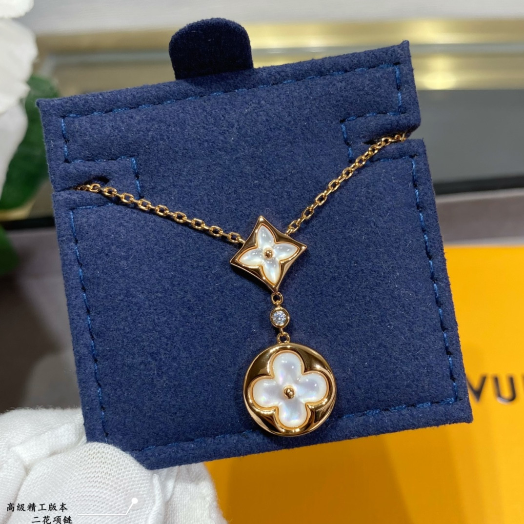 l0*is V*t0n two-flower mandarin duck necklace