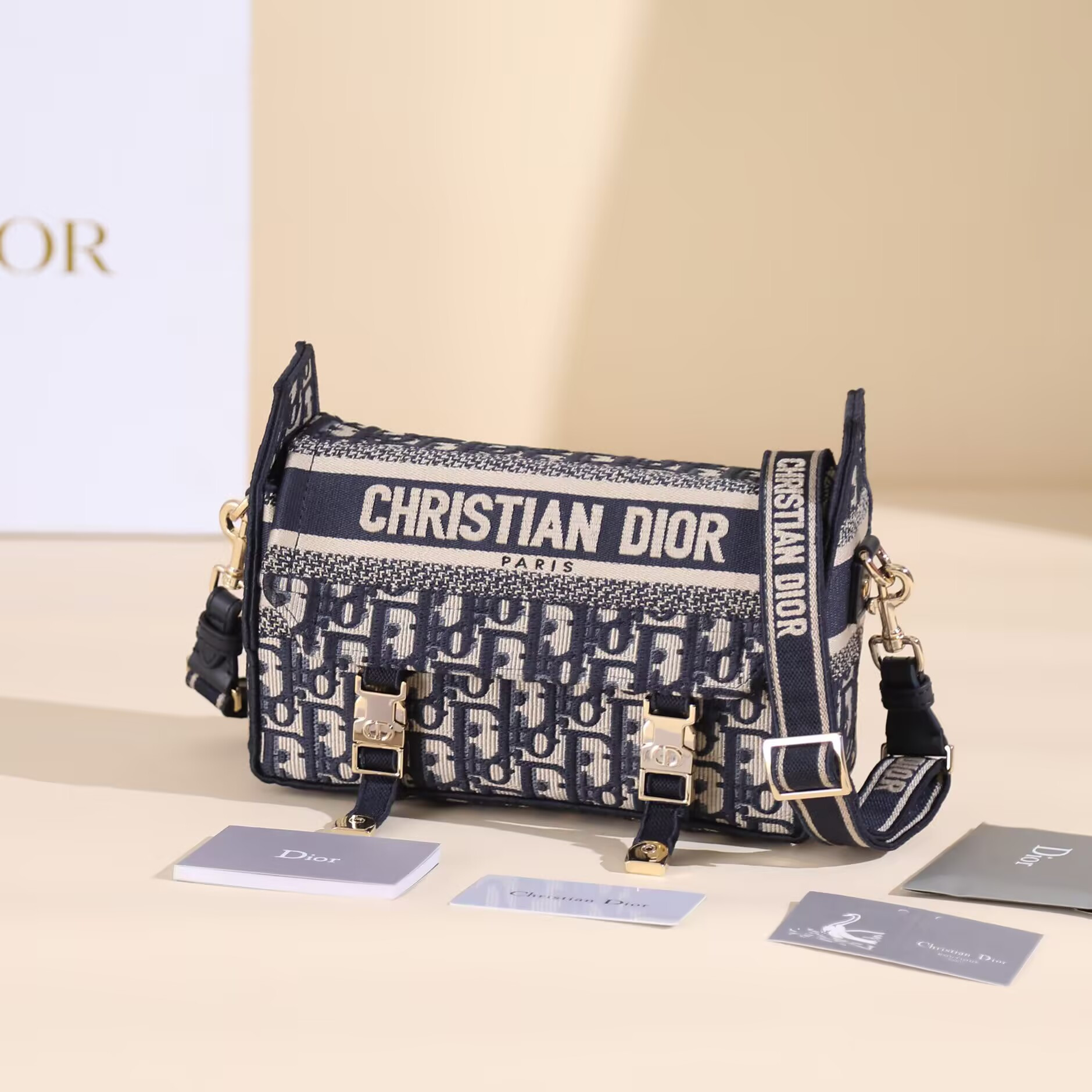 D*or D*orcamp nano bag blue oblique embroidery 23x15x8cm