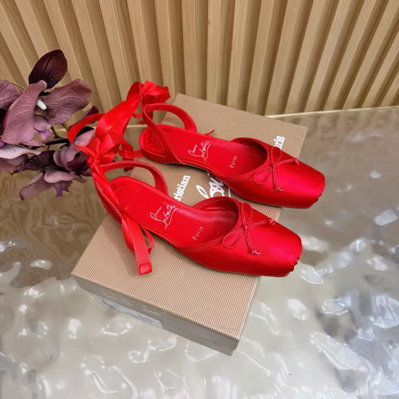 ua Ch**an louboutin cassia lace up ballerina