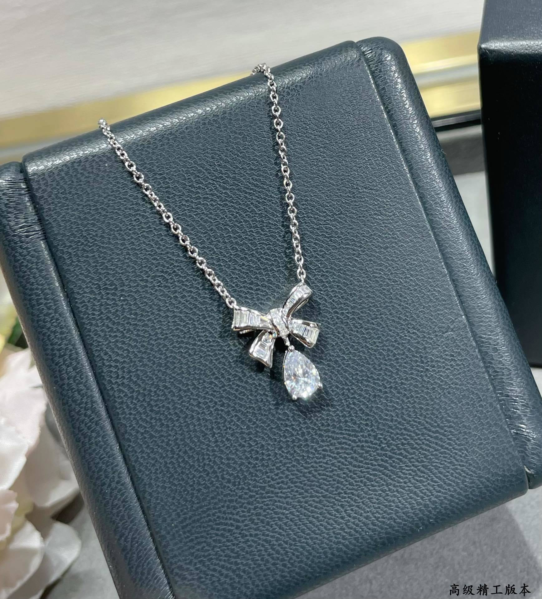 Gr*ff bow di*m*nd pendant necklace ag925