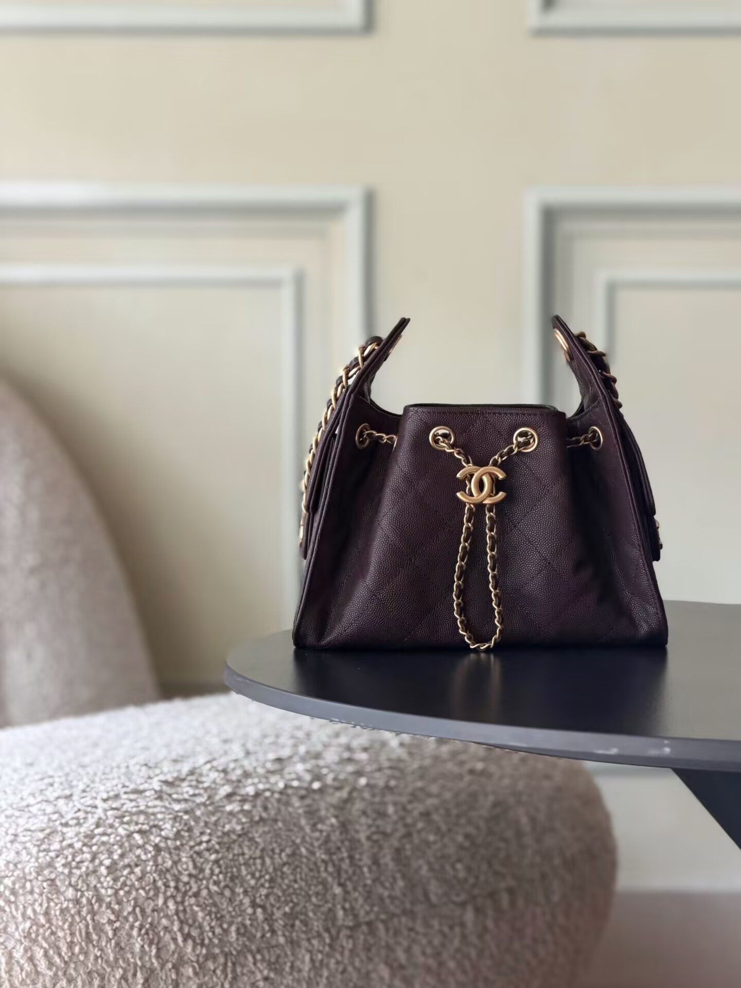 Ch*el 25c bucket bag coffee 20x22x12.5cm