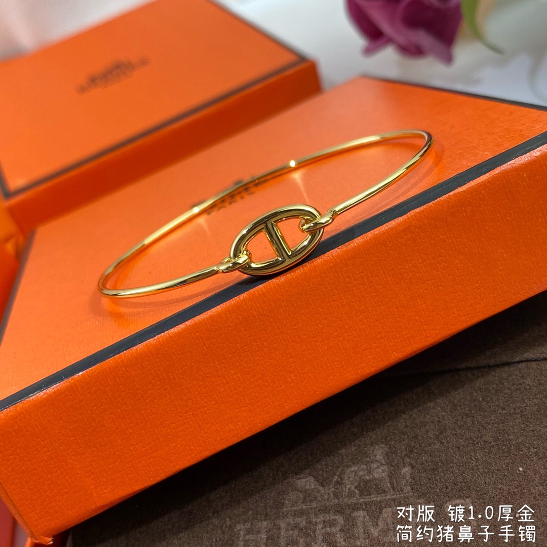 H**mes thin tube pig nose bracelet