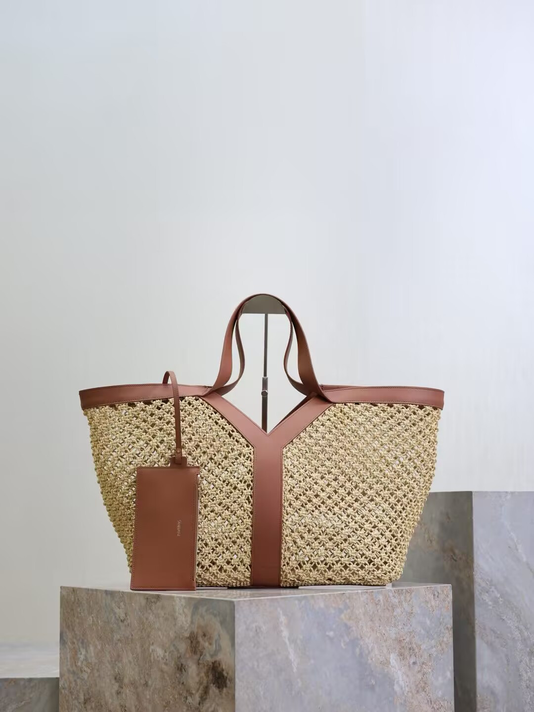 Y*L y-shaped raffia tote bag 50x33x16cm