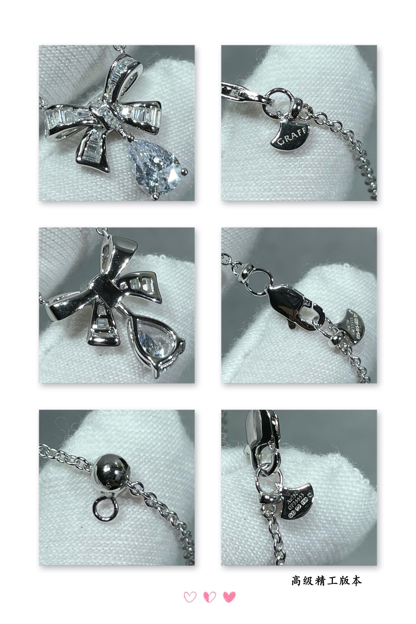 Gr*ff bow di*m*nd pendant necklace ag925