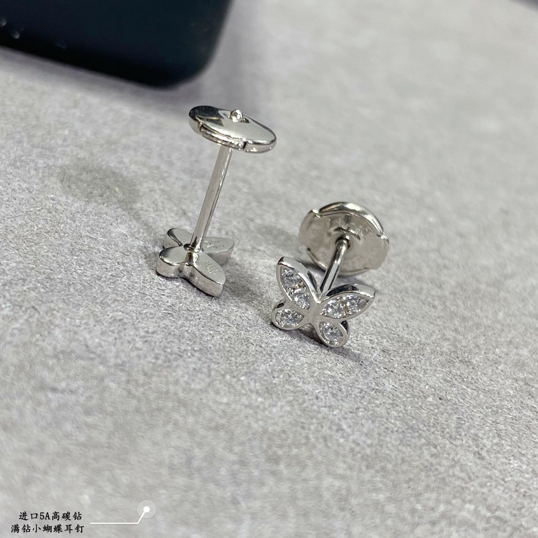 Gr*ff di*m*nd-encrusted butterfly stud earrings ag925