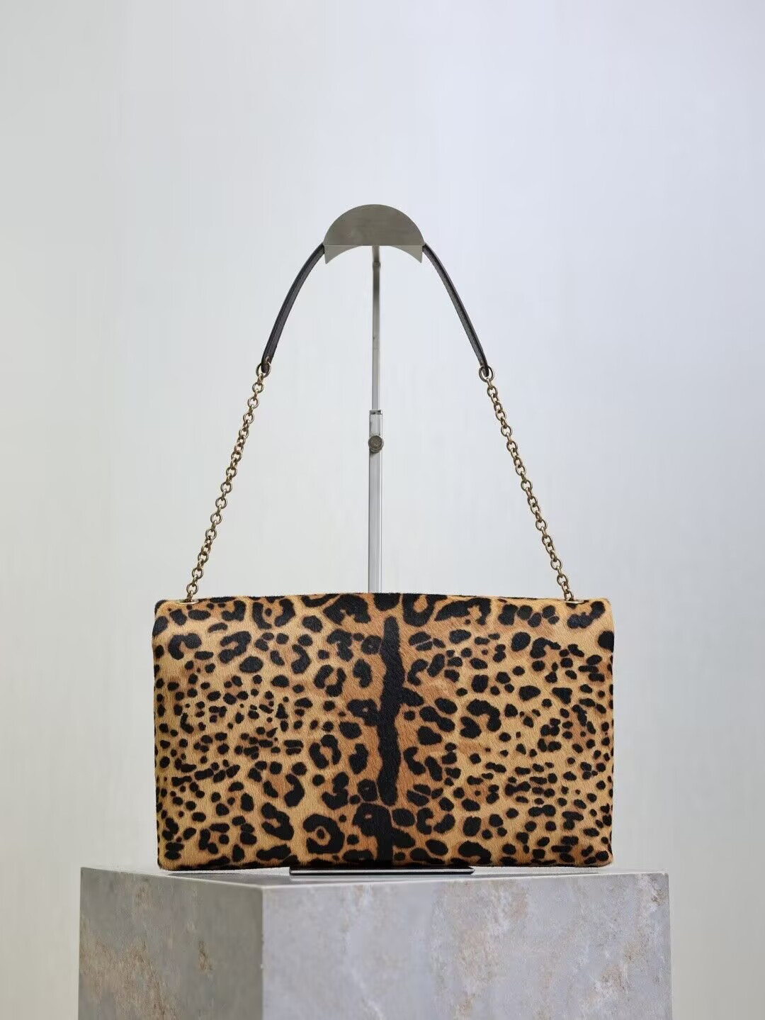 Y*L cassandre large pouch on chain in pony hair leather 29.5x18x5cm