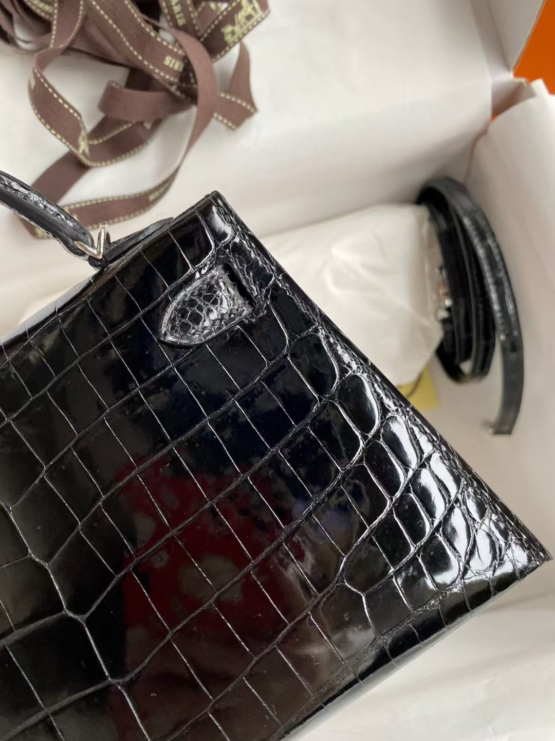 h**mes mini kelly 19 19×6×12cm real alligator leather with the alligator stamp (cusT0mized, no exchange no return, about 20 days)