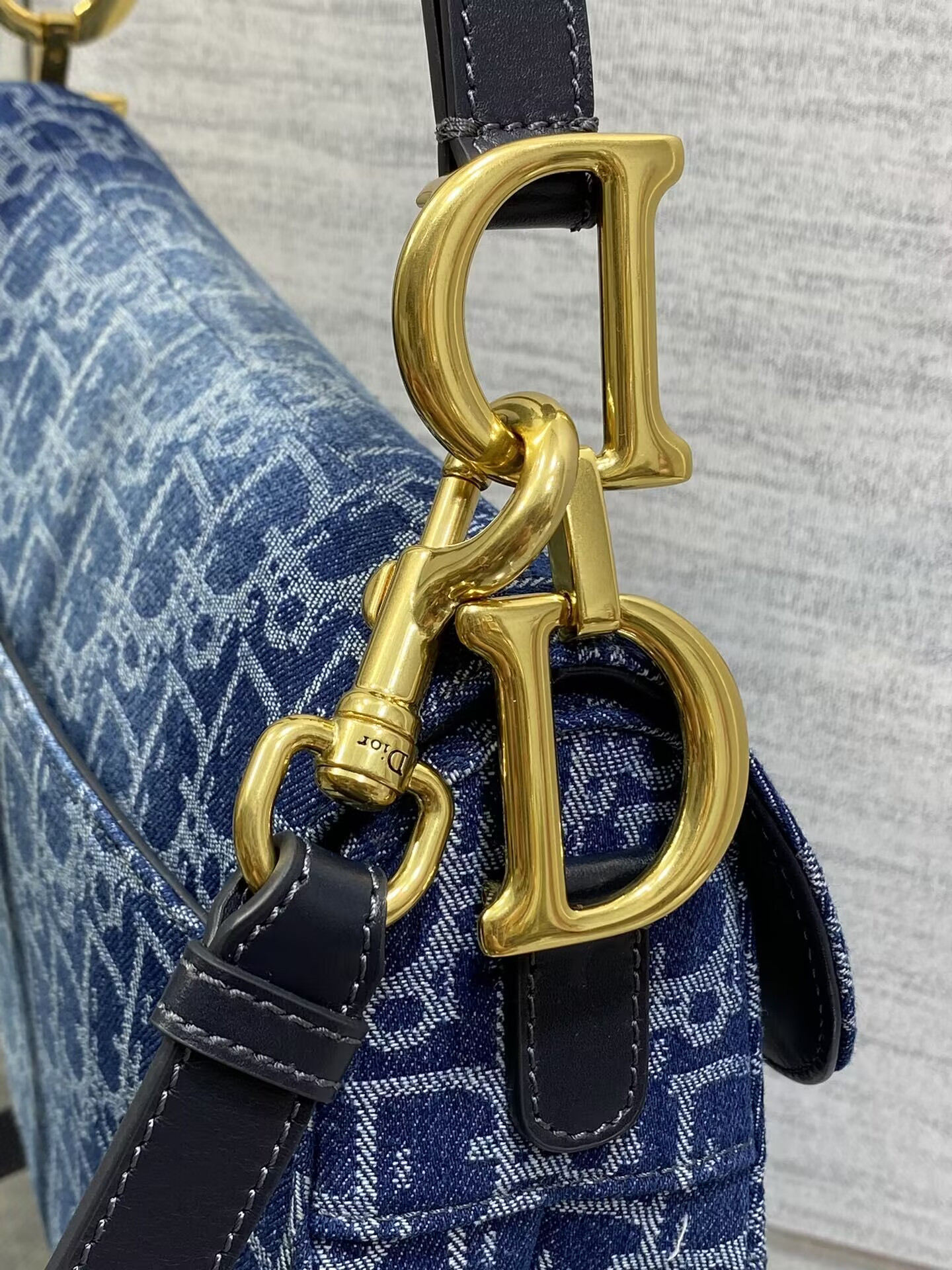 d*or saddle bag with strap  blue De*1m d*or oblique jacquard 25.5 x 20 x 6.5 cm