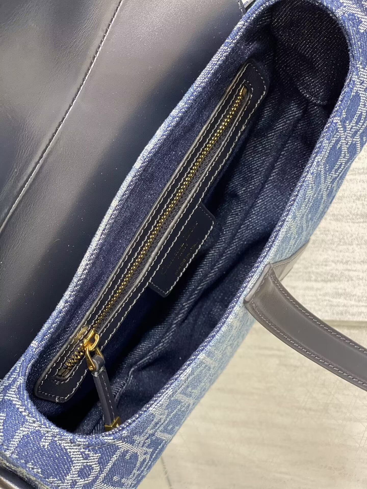 d*or saddle bag with strap  blue De*1m d*or oblique jacquard 25.5 x 20 x 6.5 cm