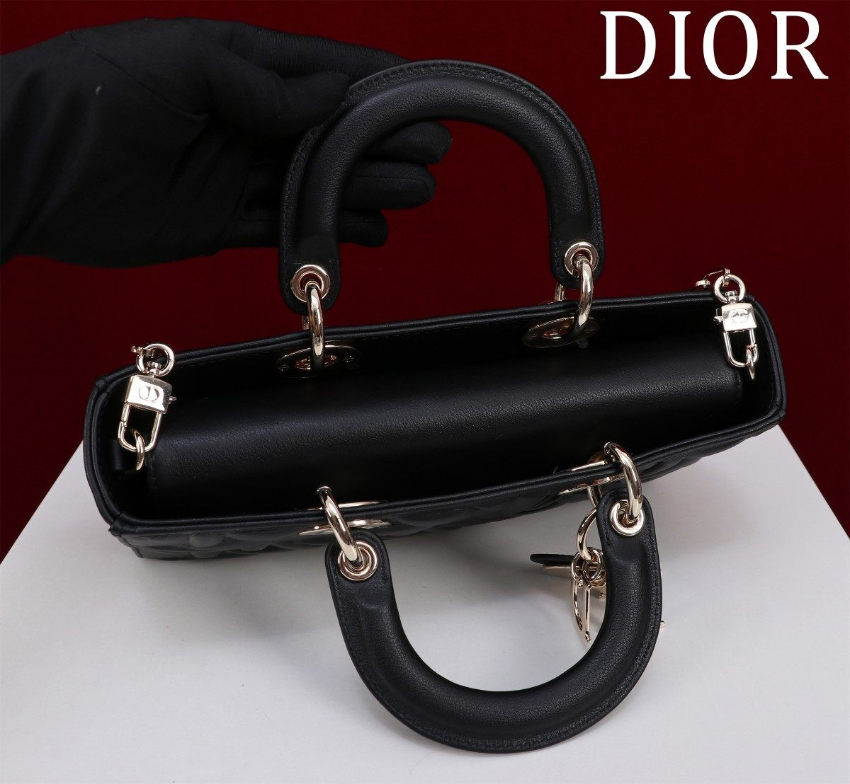 D*or medium lady d-joy bag latte graphic cannage 26 x 13.5 x 5 cm