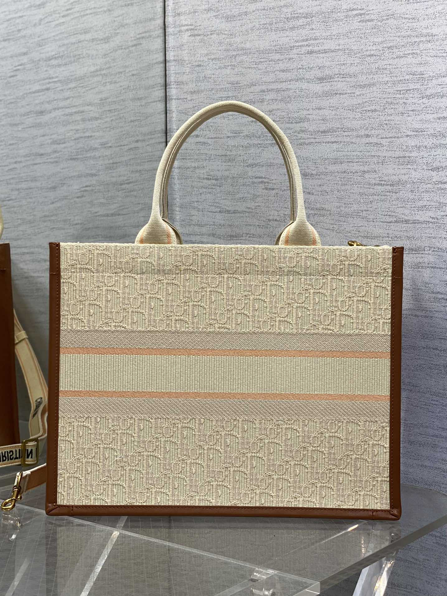 medium D*or book tote white multicolor dragon zodiac embroidery  36 x 27.5 x 16.5 cm