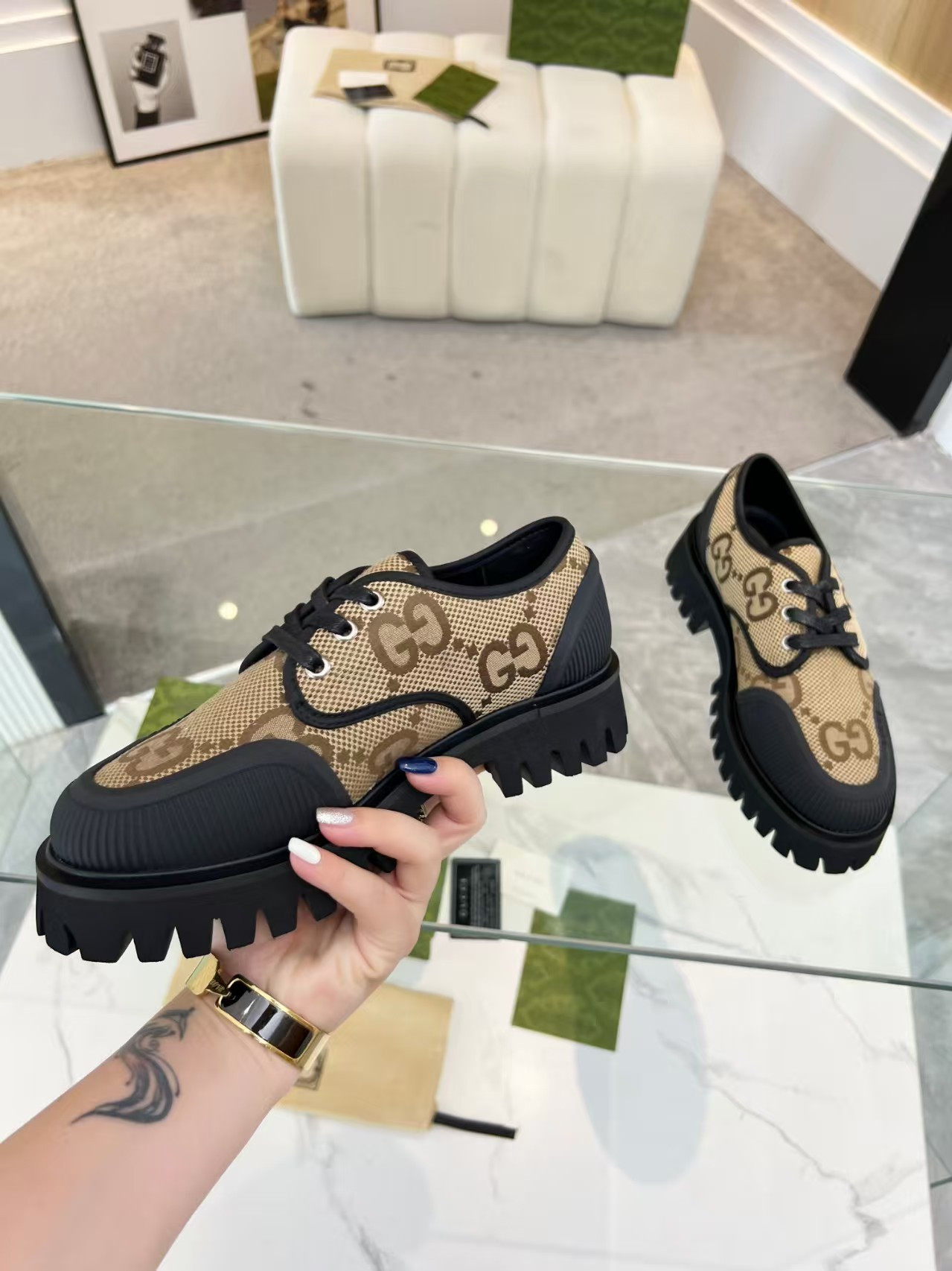 ua G*u*i maxi gg lace-up shoes