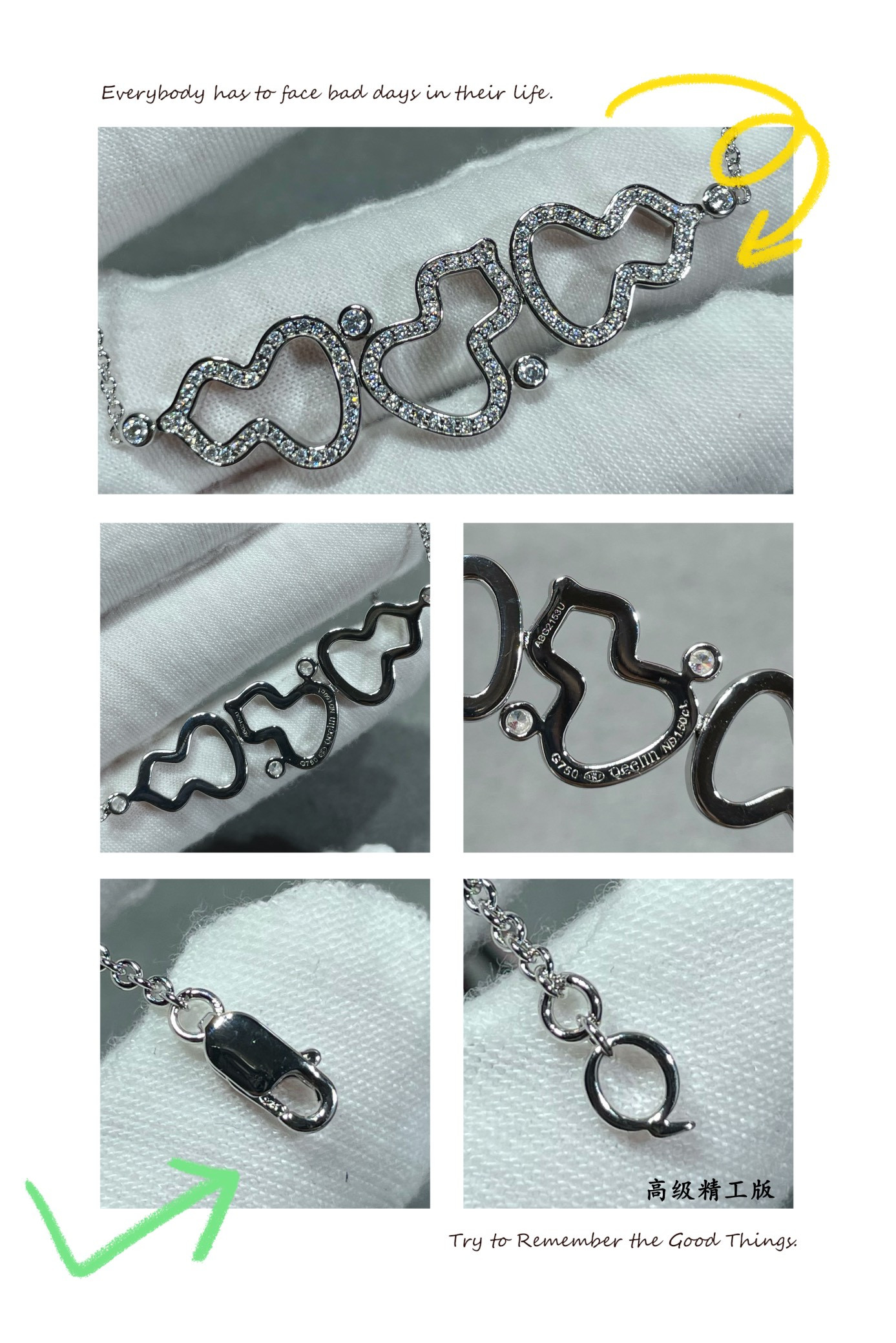 Qee1in triple gourd full di*m*nd bracelet