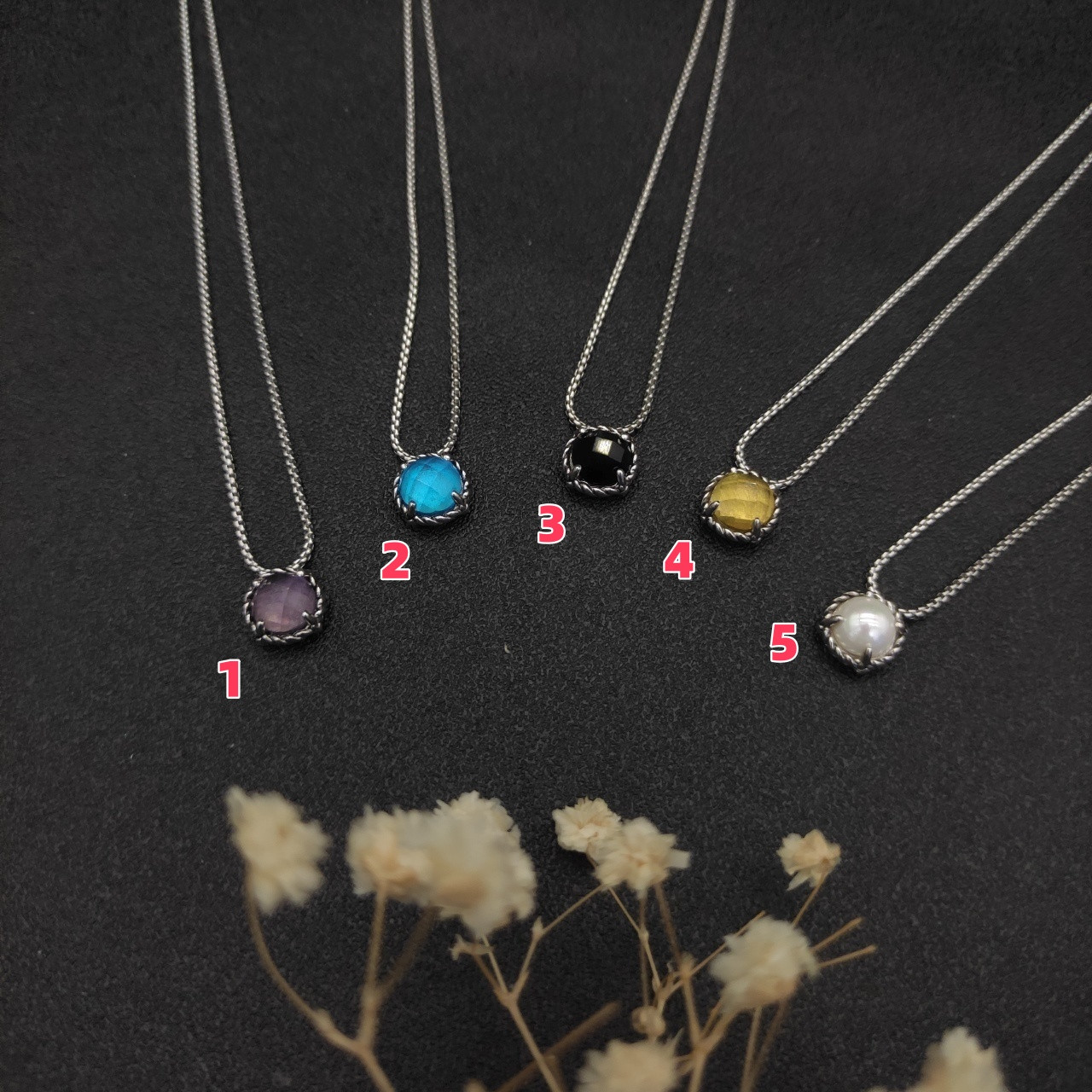 dau1d Yvrm*n four claw gem necklace(main stone 8mm, chain thickness 1.5mm, length 45+5cm delay chain)