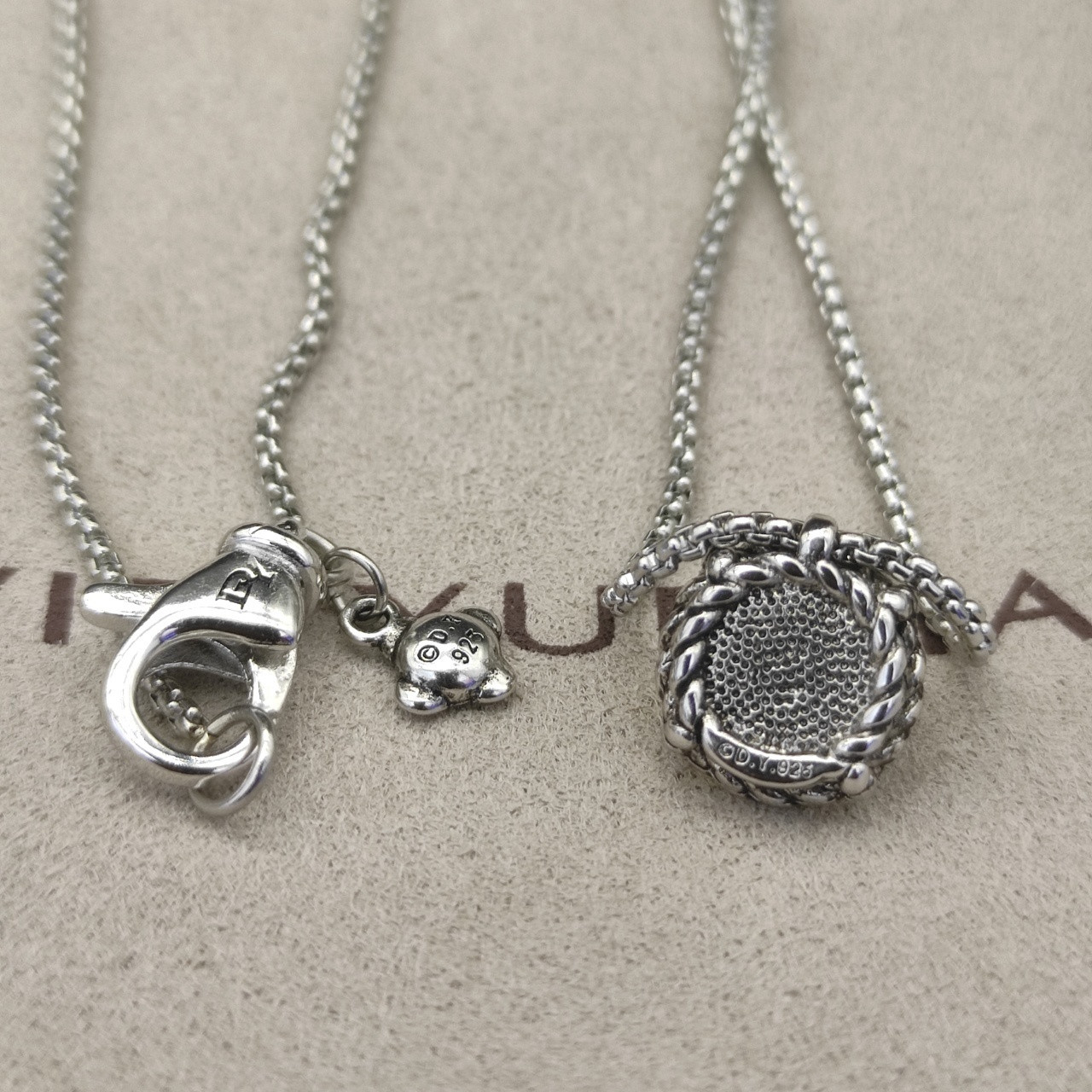dau1d Yvrm*n four claw gem necklace(main stone 8mm, chain thickness 1.5mm, length 45+5cm delay chain)