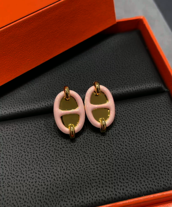 H**mes mini maillon earrings