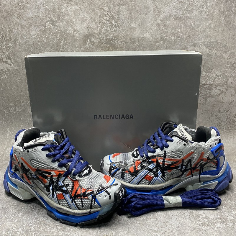 ba*len*cia*ga Gr*ffiti runner sneaker in blue