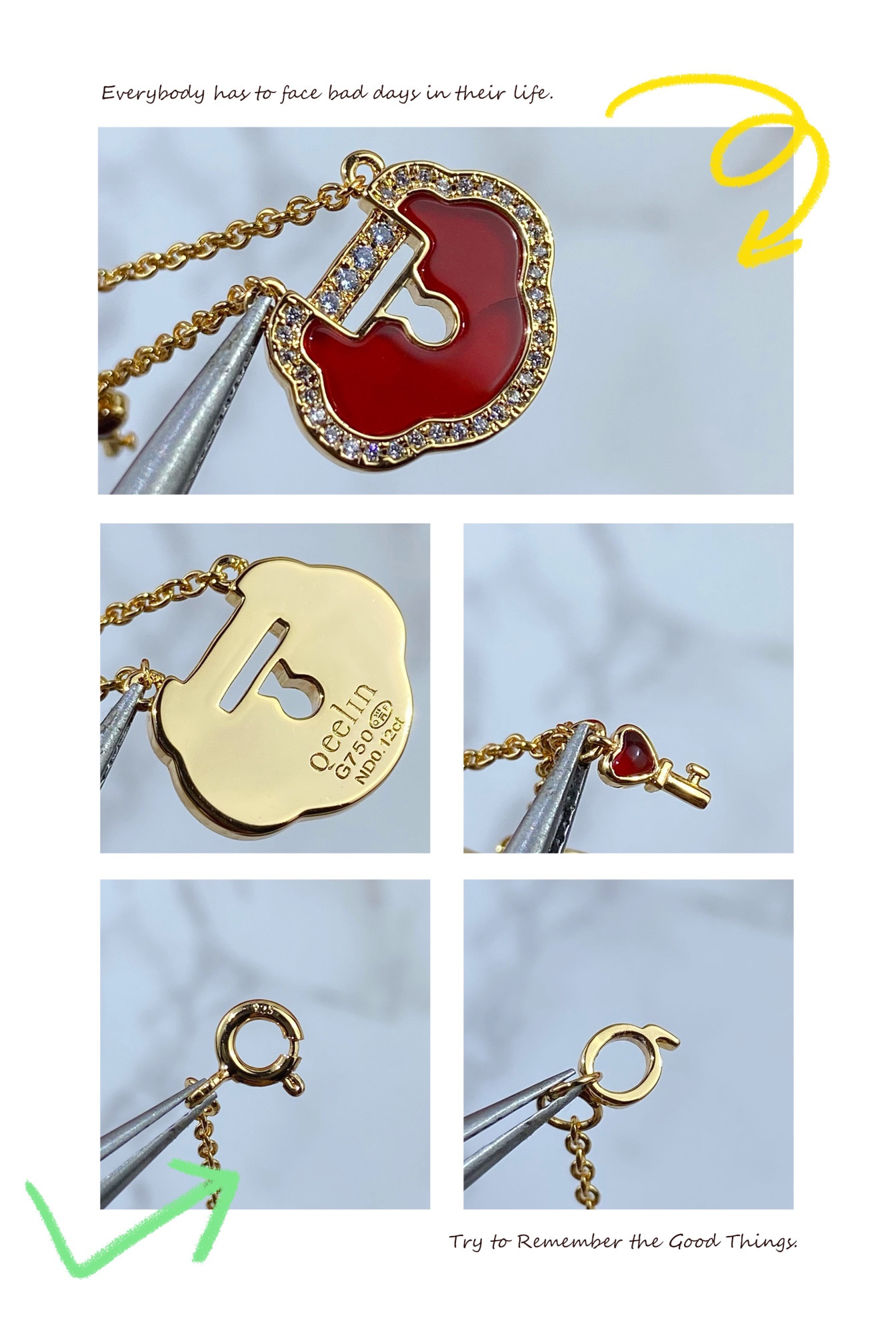 Qee1in large ruyi lock necklace
