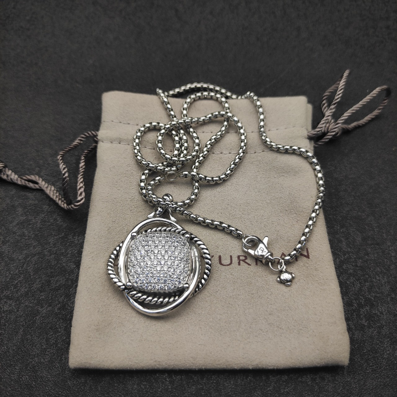 dau1d Yvrm*n 32mm square di*m*nd necklace(chain length 50+5cm delay chain chain thickness 3mm)