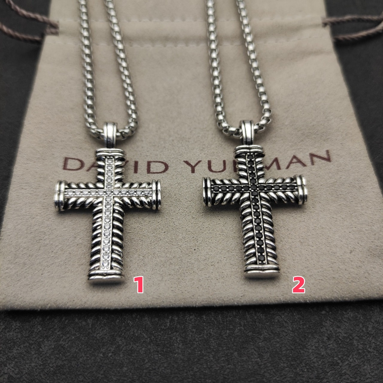 dau1d Yvrm*n cross necklace(chain length 50+5cm delay chain chain thickness 3mm)