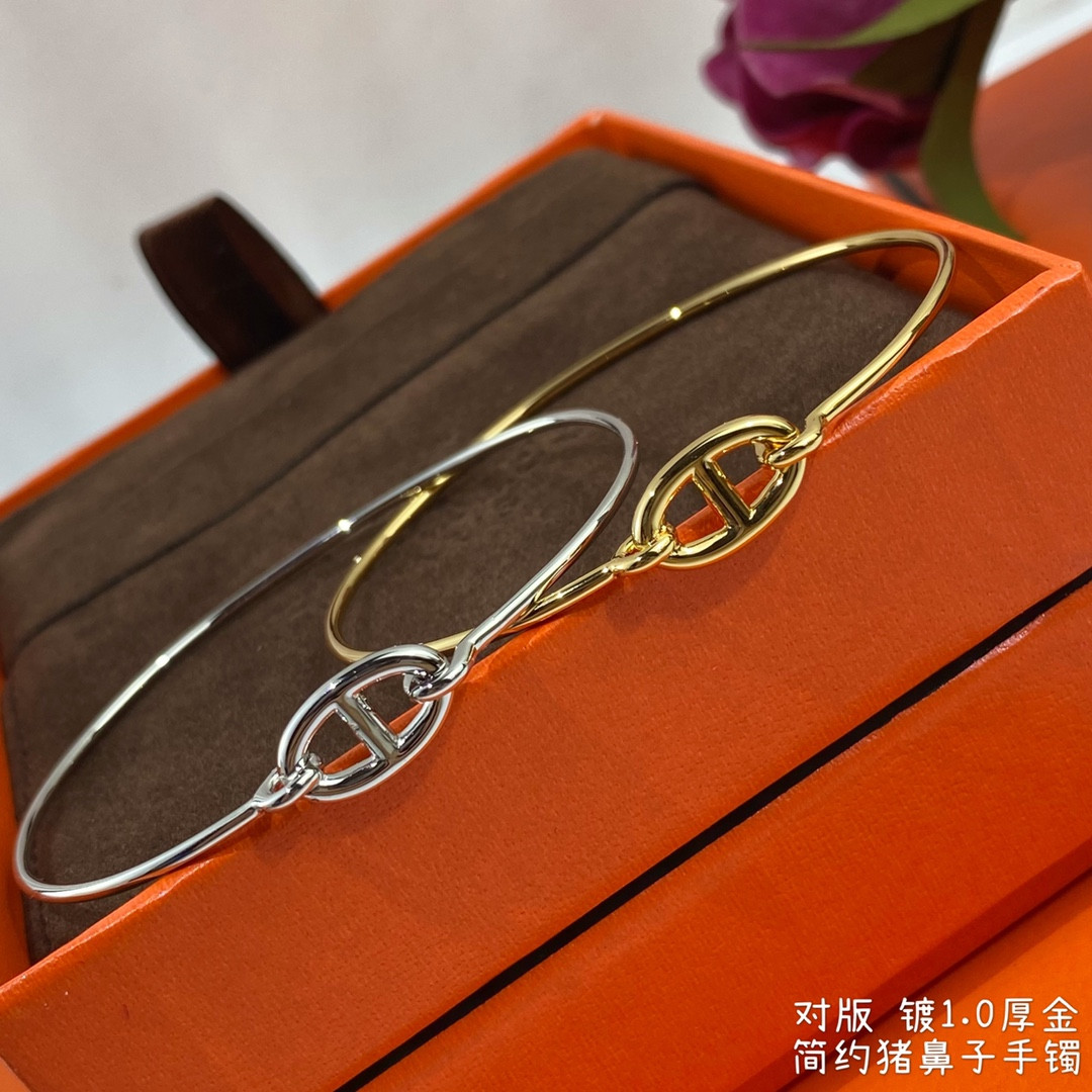 H**mes thin tube pig nose bracelet