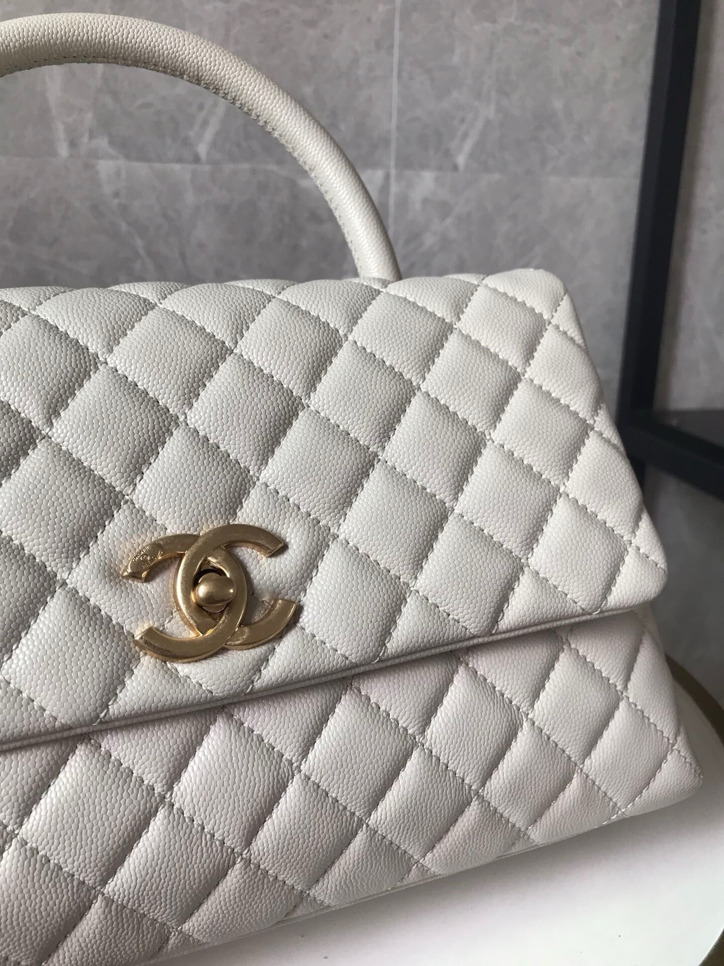 Ch*el coco handle bag