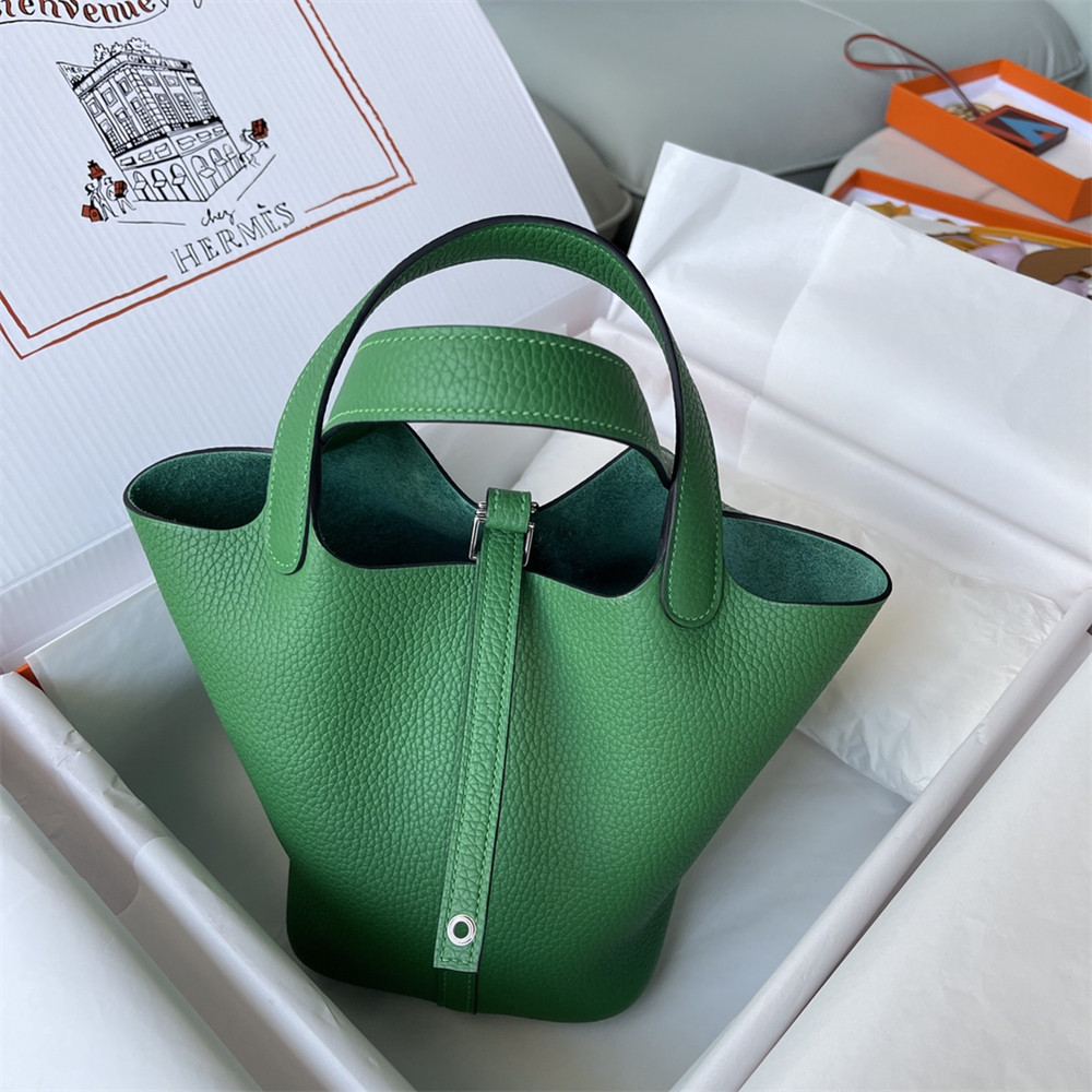 H**mes picotin 18cm bamboo green without original box
