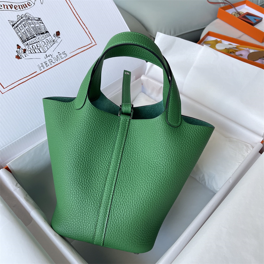 H**mes picotin 18cm bamboo green without original box