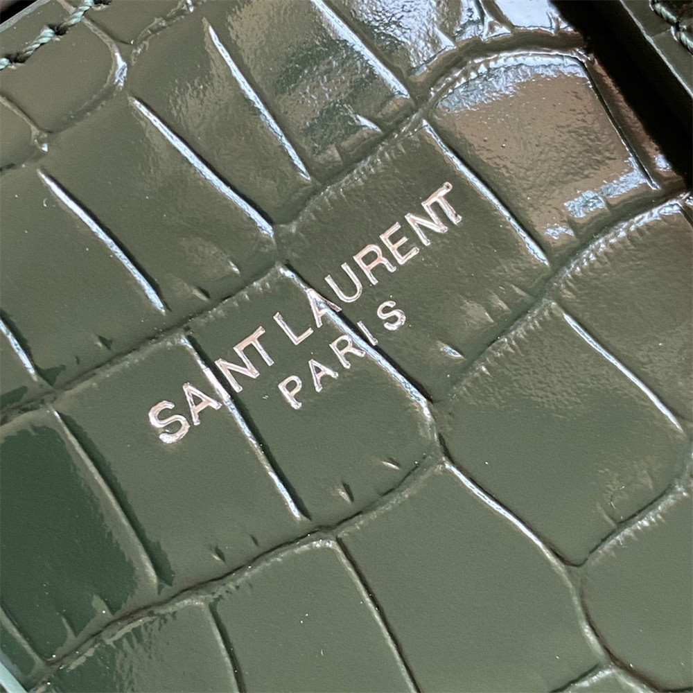 Y*L sac de jour nano in crocodile embossed leather green 8.6 x 6.8 x 3.5 inches
