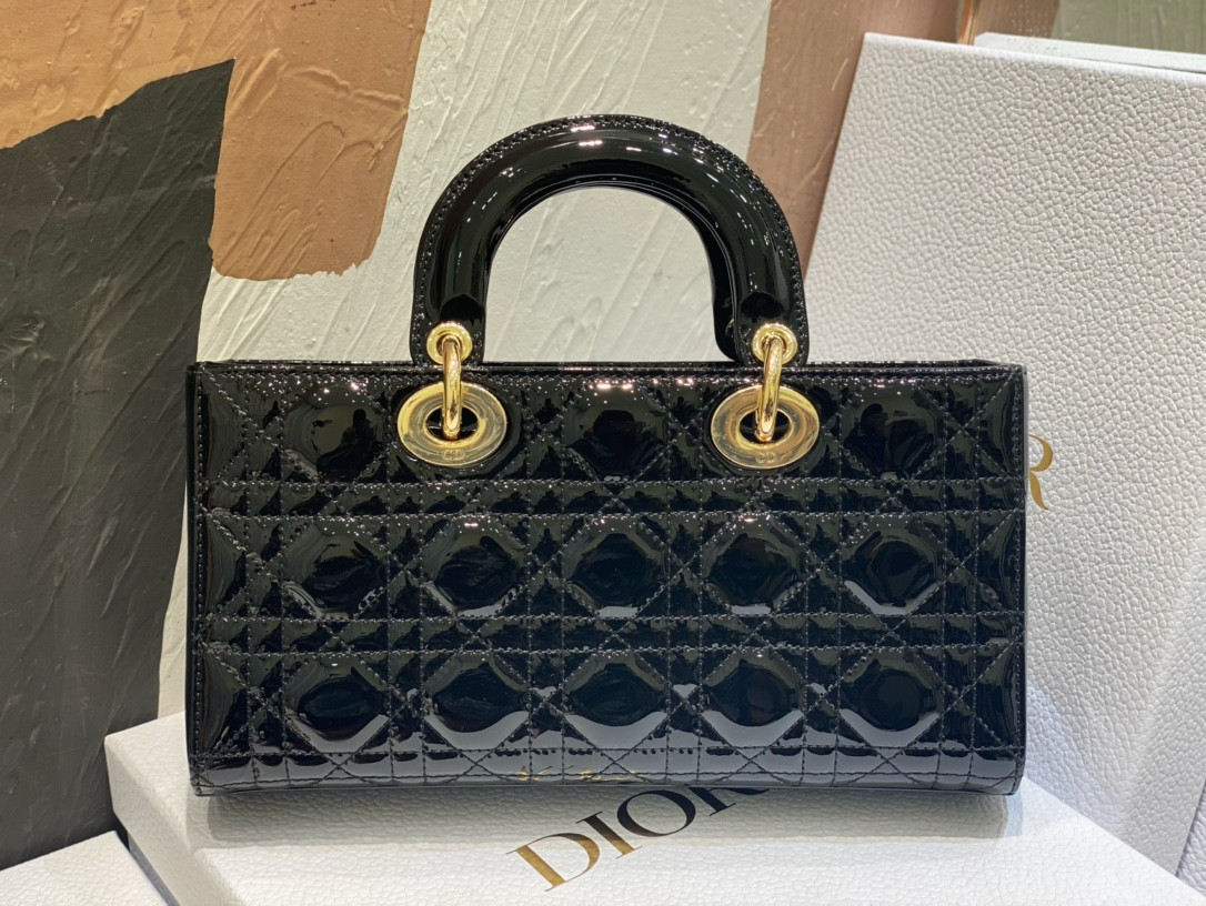 D*or small lady d-joy bag black patent 26x6x14cm