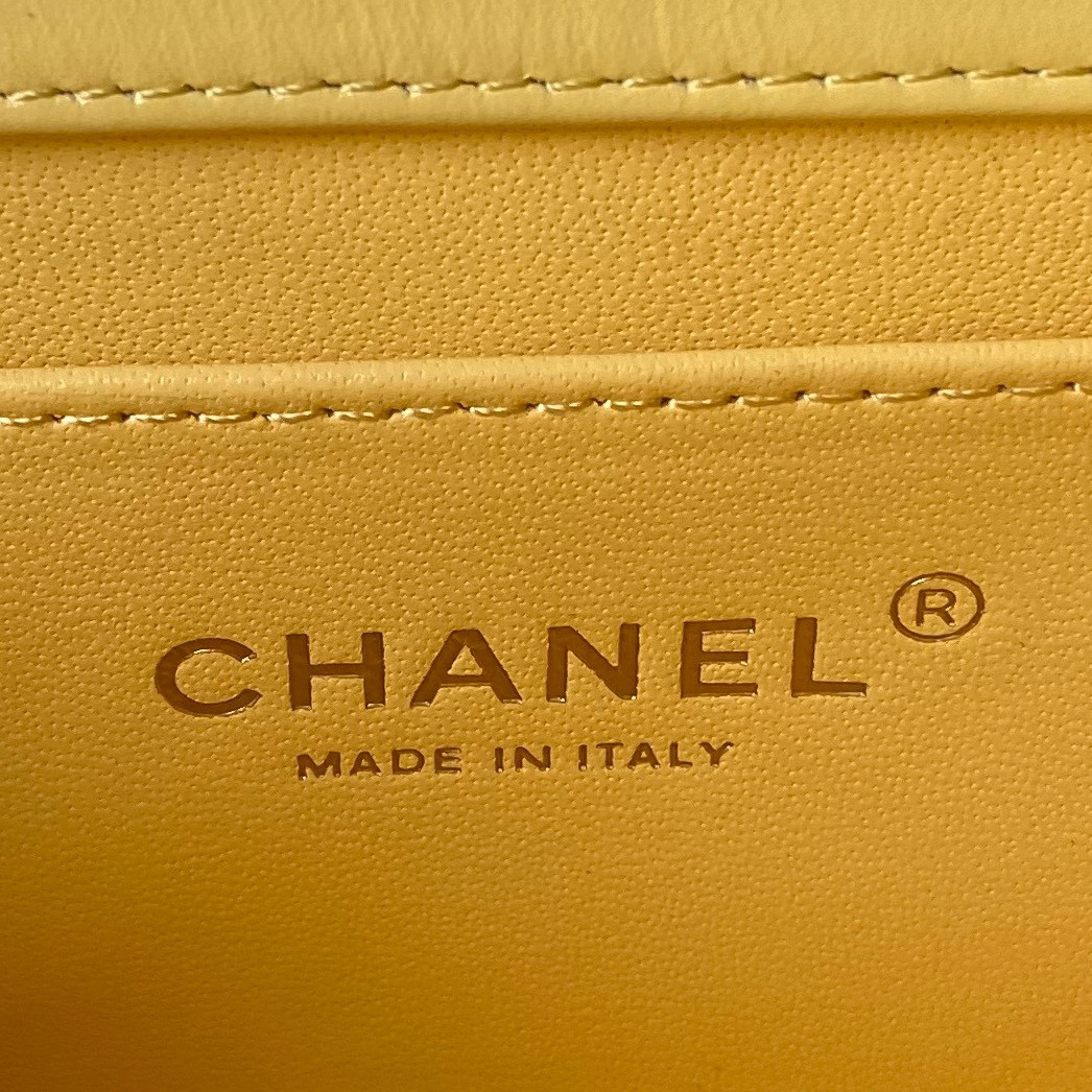 Ch*el mini flap bag yellow 12×19×8cm