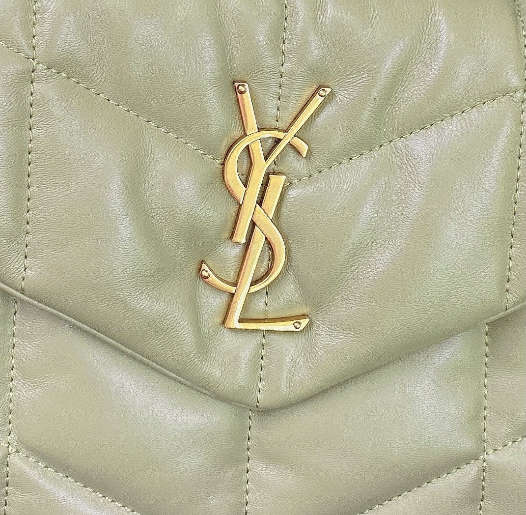 Y*L puffer small in nappa leather green 11.4 x 6.6 x 4.3 inches