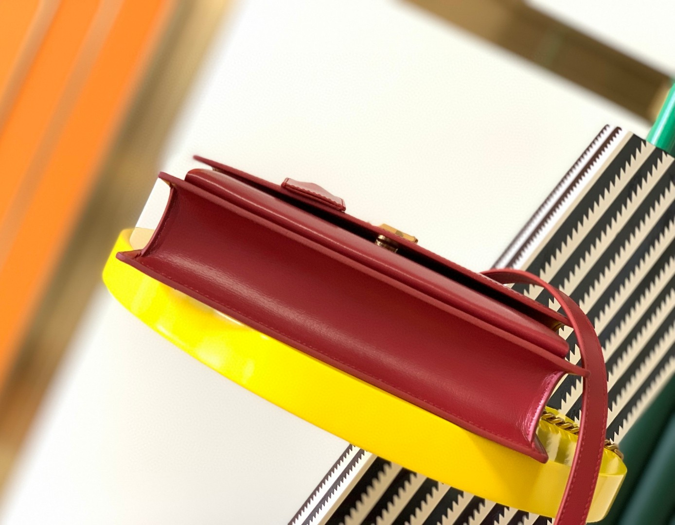 Y*L sunset large in smooth leather red 10.6 x 7 x 3.1 inches