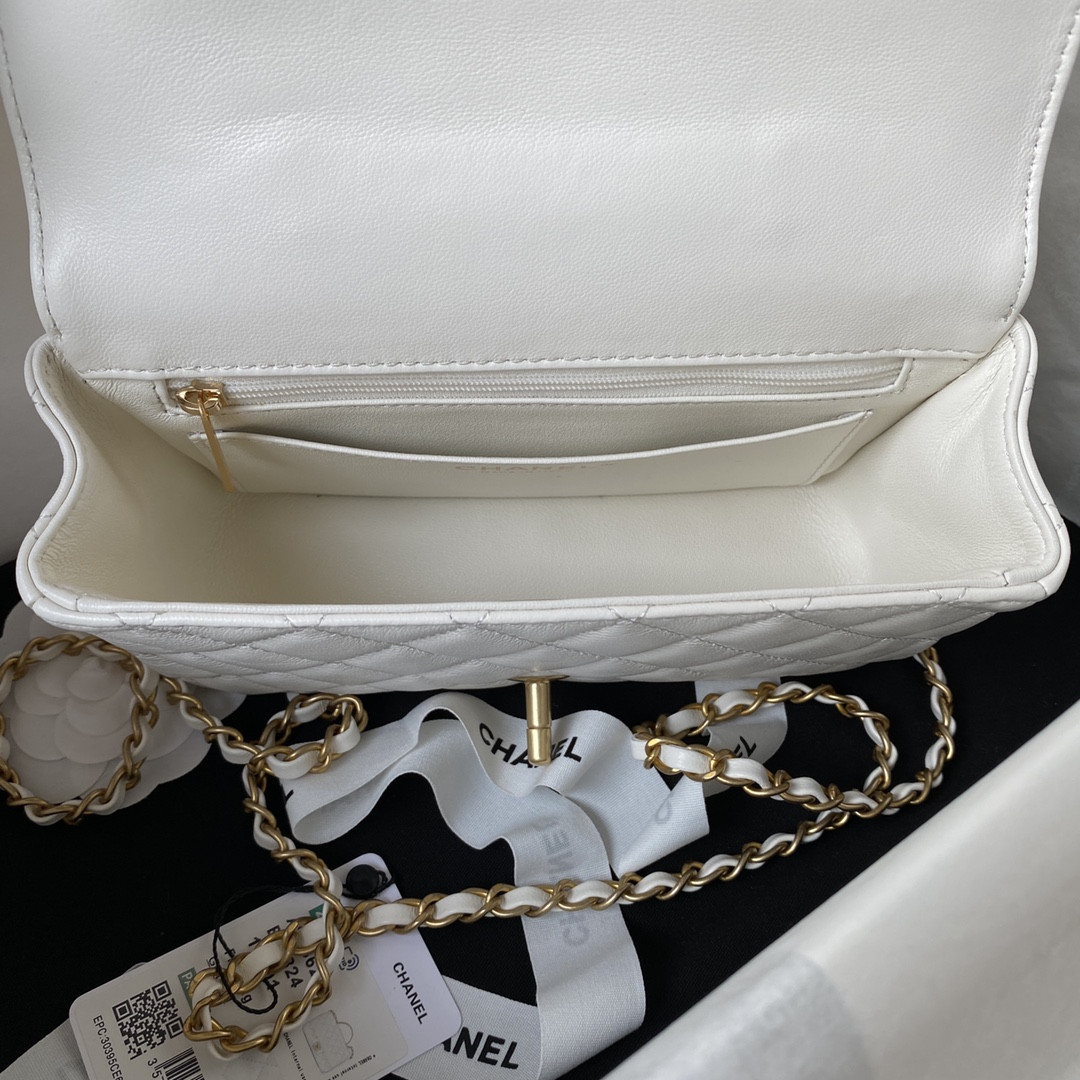 Ch*el mini classic handbag with top handle 12 × 20 × 6 cm