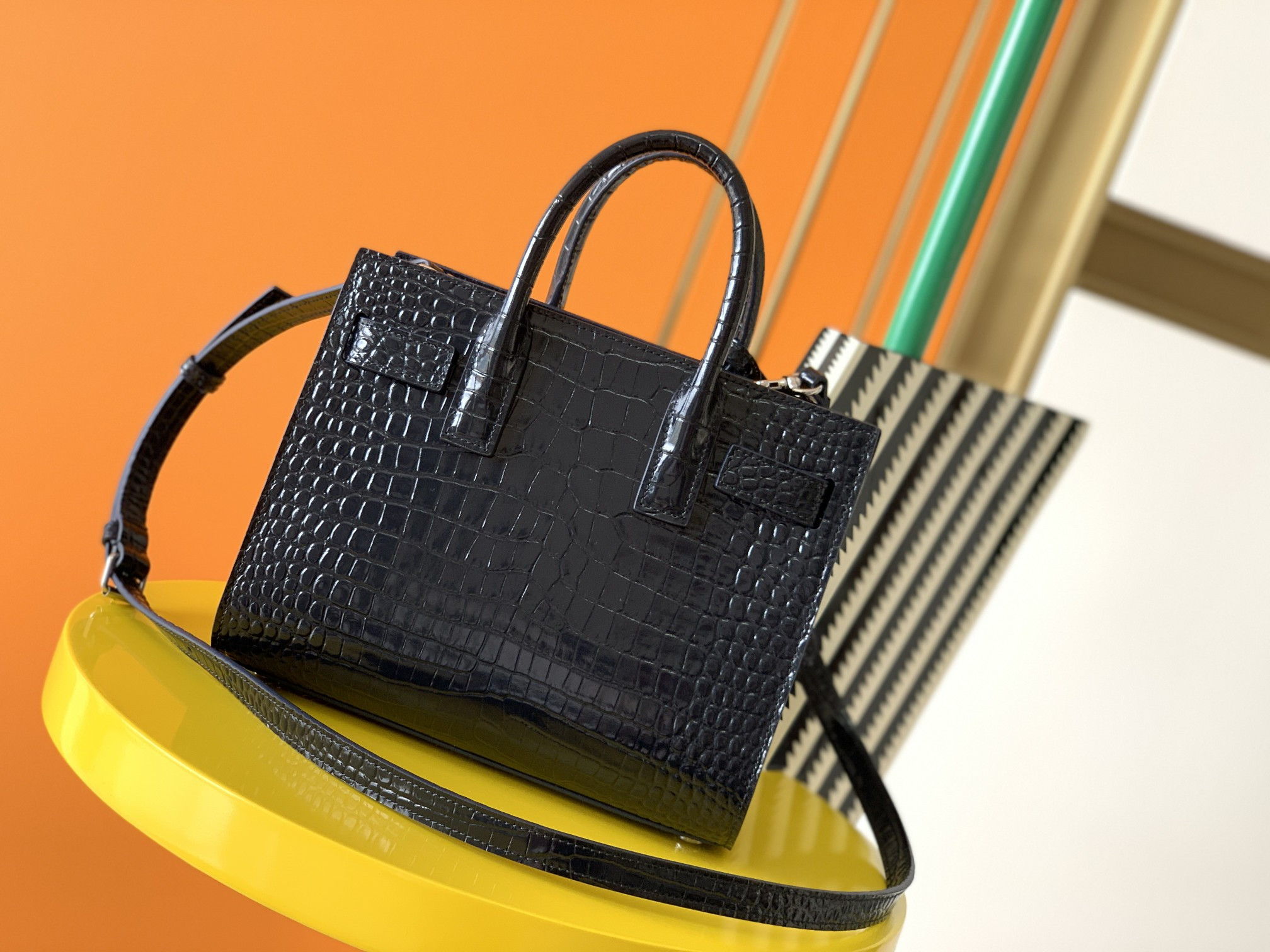 Y*L sac de jour in crocodile embossed leather - nano 22x18x10.5cm