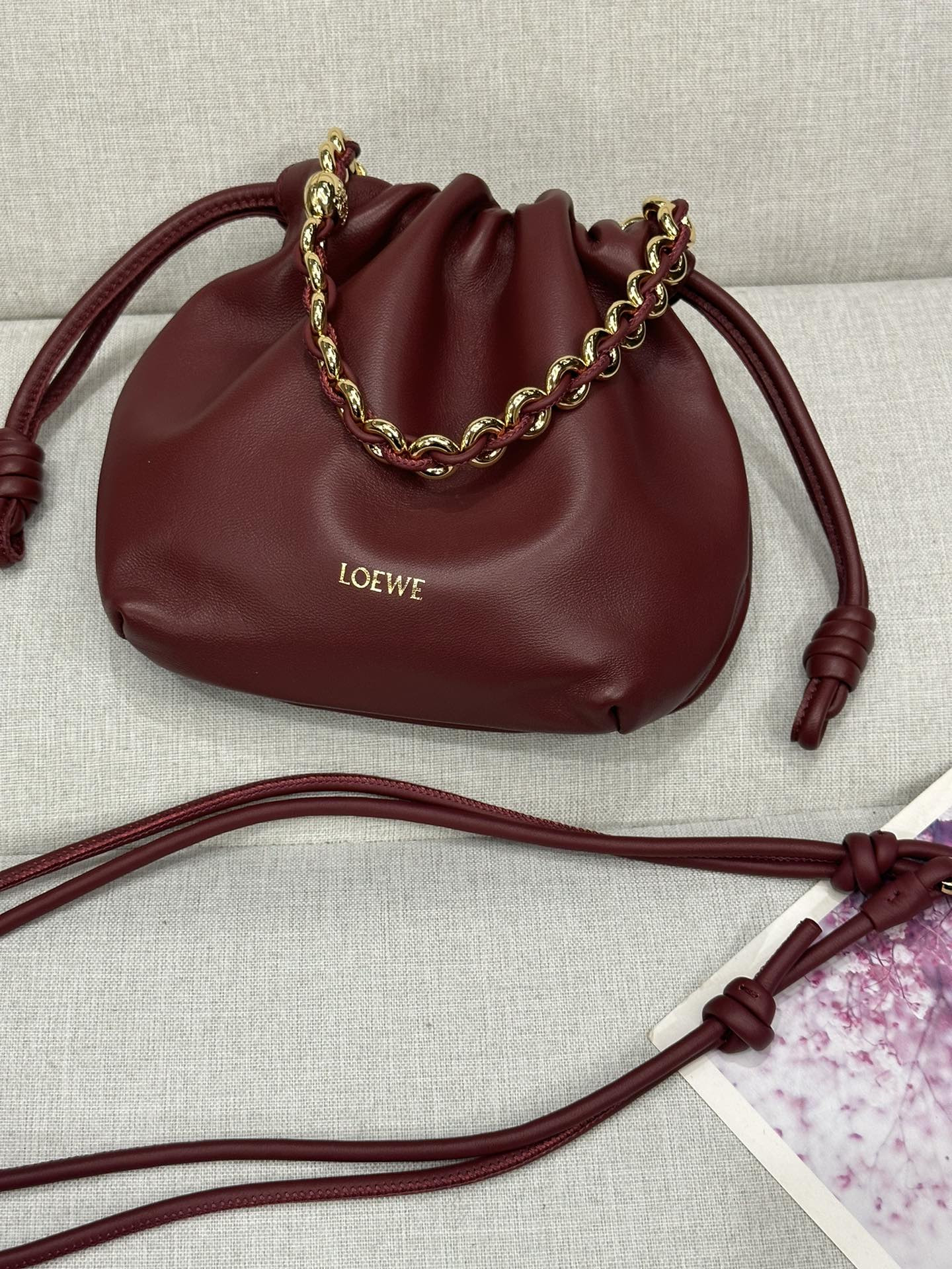 L0ew* mini flamenco purse bag in mellow nappa lambskin 23x17x5.5cm