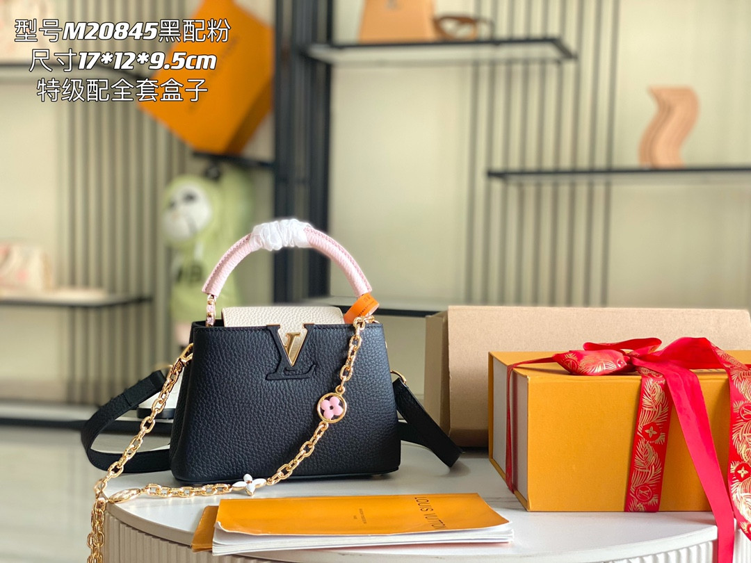LV Capucines M20845 Pink Handle 17x12x9.5cm