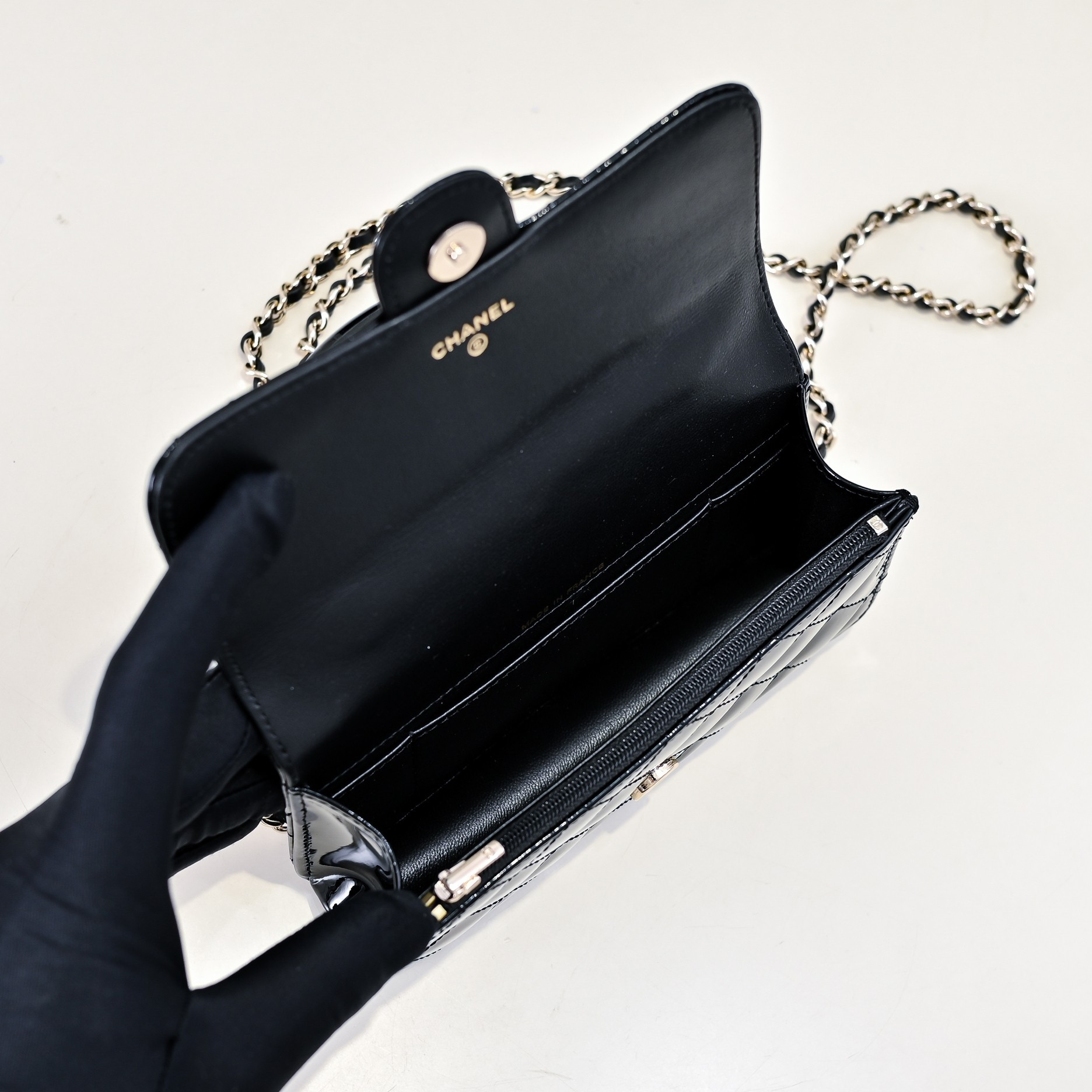 Ch*el classic handbag with top handle 17x10x4.5cm