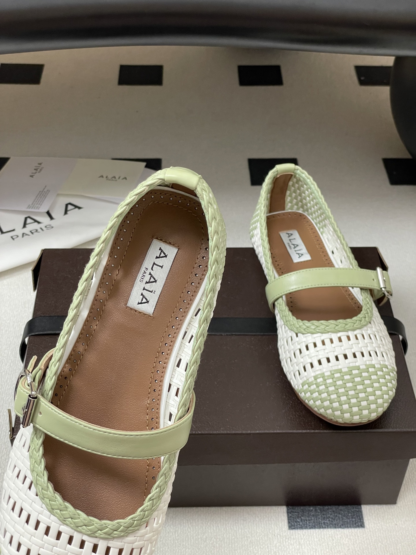 ua alaïa hollow woven mary jane flats(cusT0mized size 7-10 days production time)