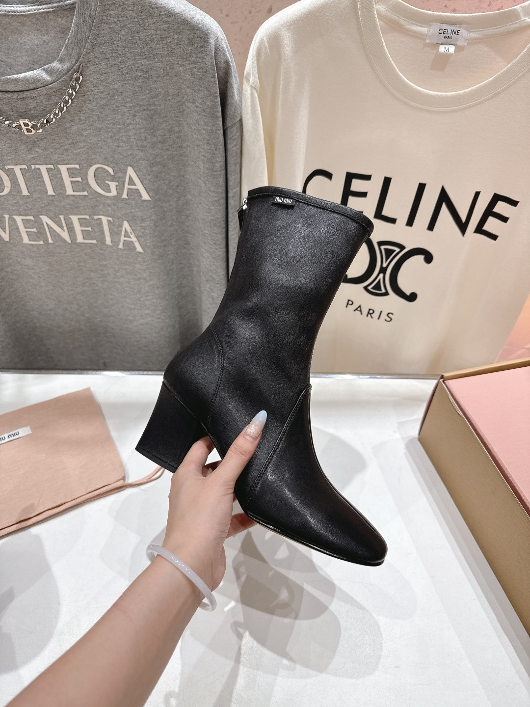 ua M1v M1v nappa leather booties 7cm heel