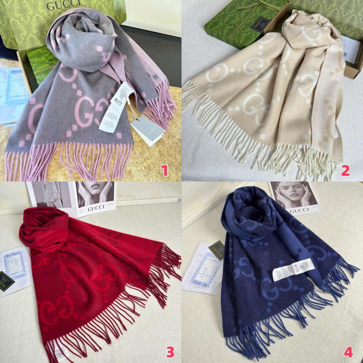 G*u*i scarf 45x200cm 100% cashmere